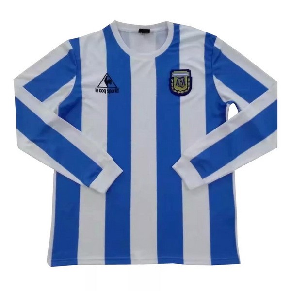 Heimtrikot Thailand Argentinien ML Retro 1986 Blau Günstige Fußballtrikots